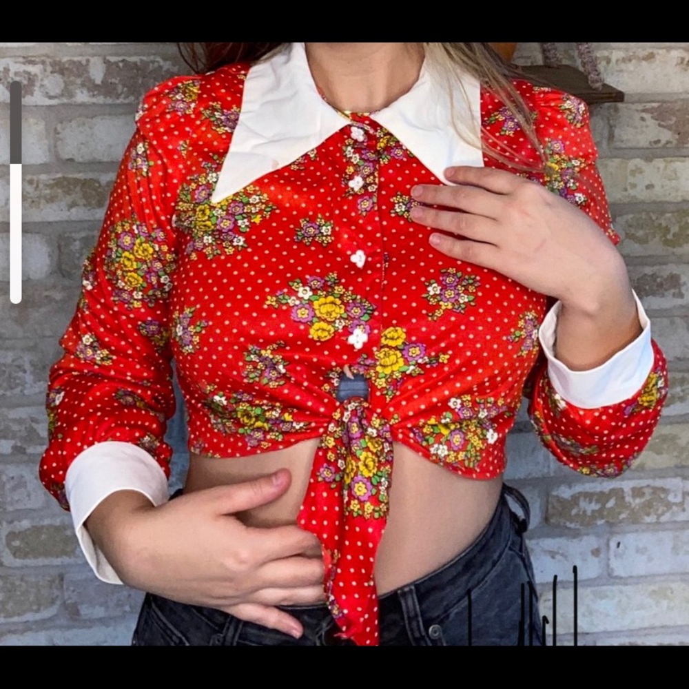 🍄 Vintage 70's Tie floral Croptop 🍄